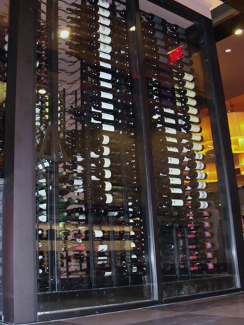 Contemporary Wine Display Designed by an Austin Builder for a Restaurant