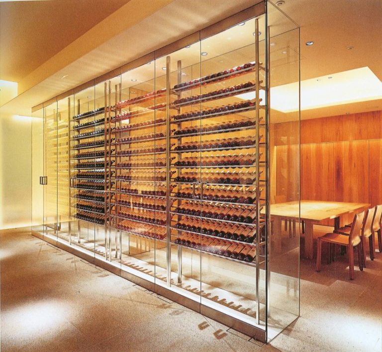 Sleek Contemporary Wine Displays are by an Austin Builder