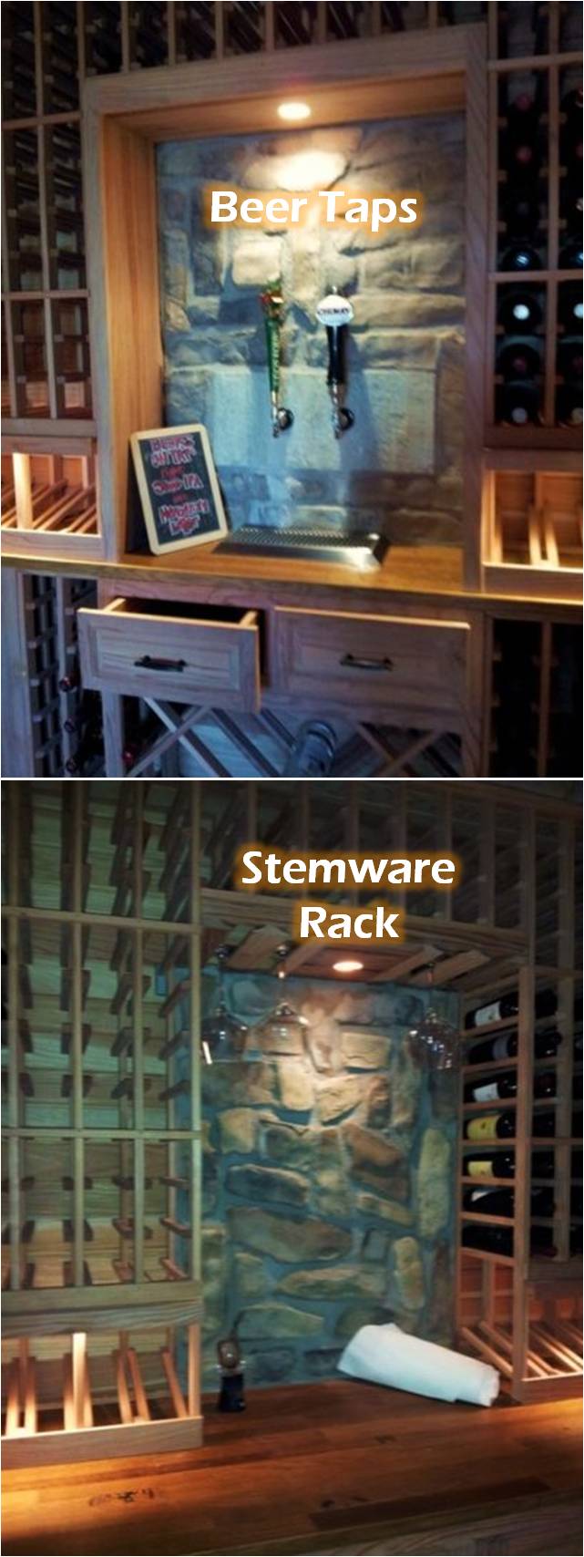 Beer Taps and Stemware Wine Rack Custom Wine Cellars Austin