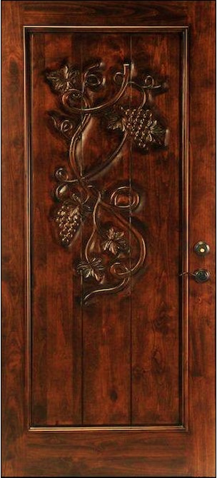 Solid Santa Barbara Style Alder Door with Custom Carving Austin