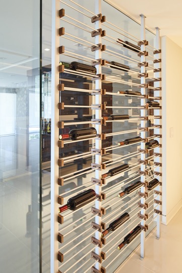 Label Forward Millesime Wine-Racks Installed in a Custom Wine Cellar in Austin