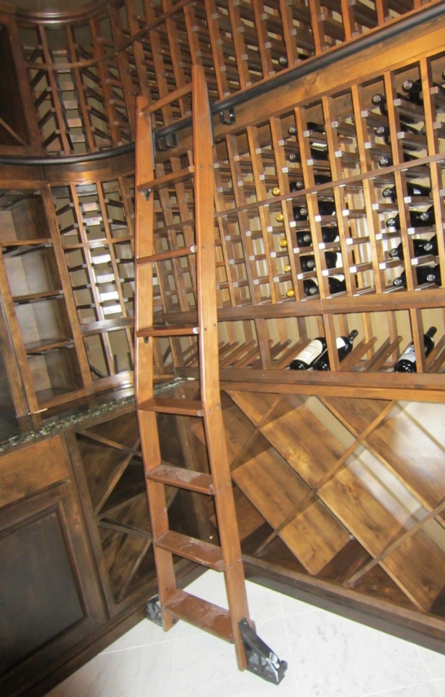 Bent Wine Cellar Rolling Ladder Austin