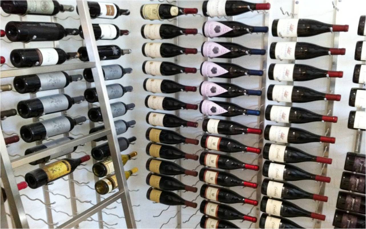 Custom Metal Wine Rack System Residential Wine Cellar Project Austin