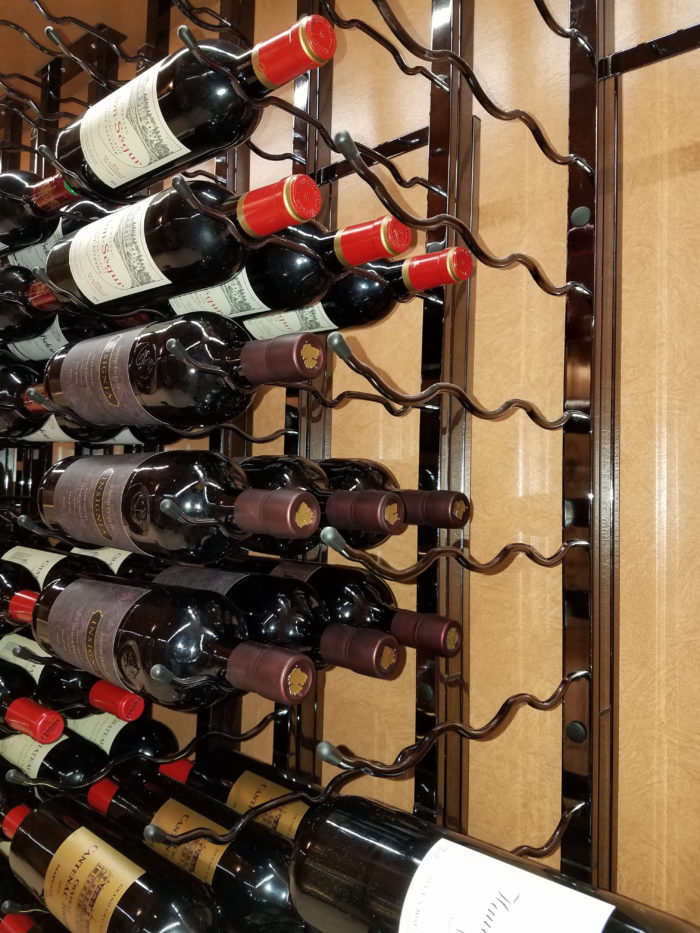Label Forward Bottle Configuration VintageView Metal Wine Racks Add a Luxurious Appeal to the Custom Wine Cellar Installed by Austin BuildersLabel Forward Bottle Configuration VintageView Metal Wine Racks Add a Luxurious Appeal to the Custom Wine Cellar Installed by Austin Builders