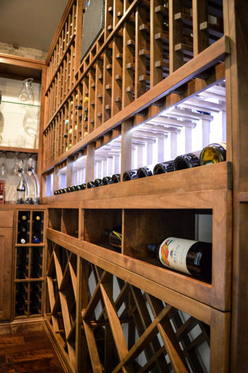 Wooden Wine Cellar Racks Made from Malaysian Mahogany Manufactured by Creative Austin Builders