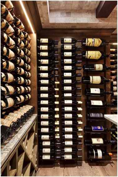 Floor to Ceiling Metal Wine Racks by VintageView Add Character to a Residential Custom Wine Cellar in Austin