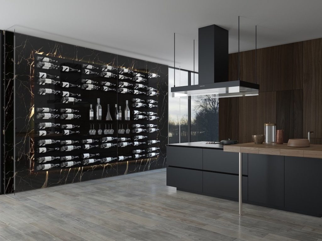 glass wine wall austin contemporary kitchen
