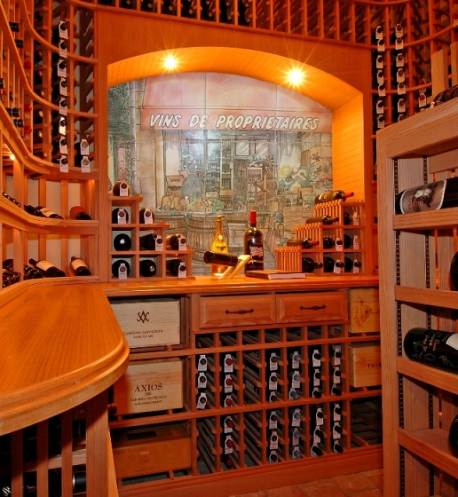 A Wine Cellar Mural Installed in a Wine Room in Austin
