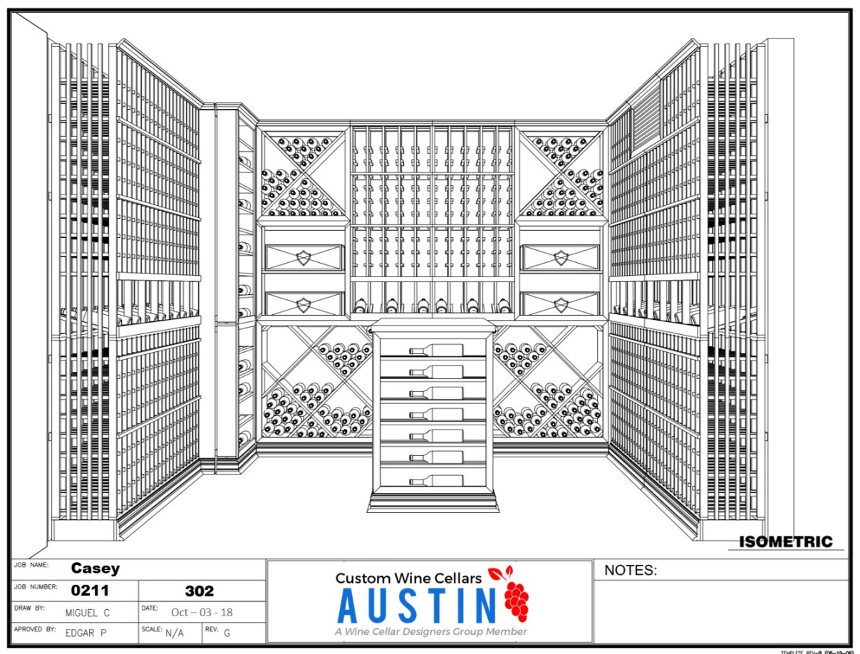Custom Wine-Cellars Austin Texas Custom Wine-Racks 3D Drawing
