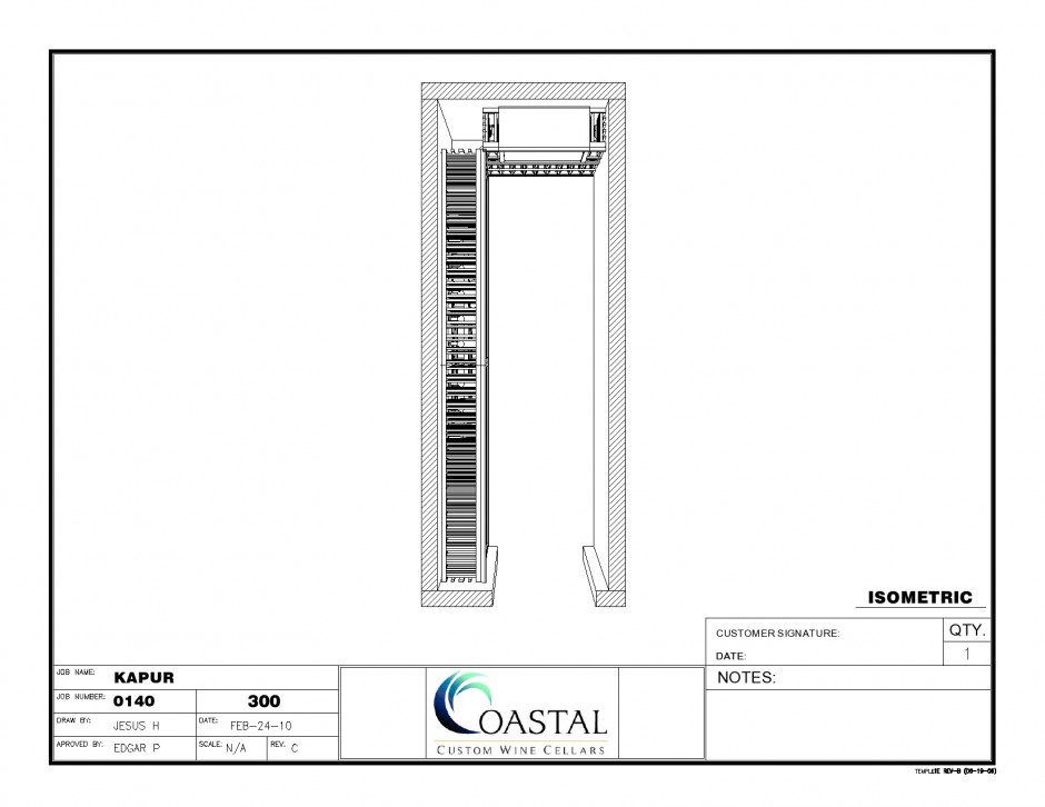 Overview 3D Design Wine Cellar Cooling Unit Mounted on the Wall Austin Project