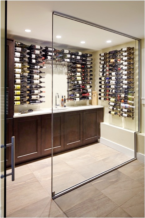 Glass Residential Custom Wine Cellar Designed by Austin Experts